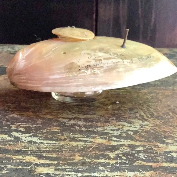 Antique / Vintage Mother of Pearl Abalone Ink Well - Picture 4 of 11